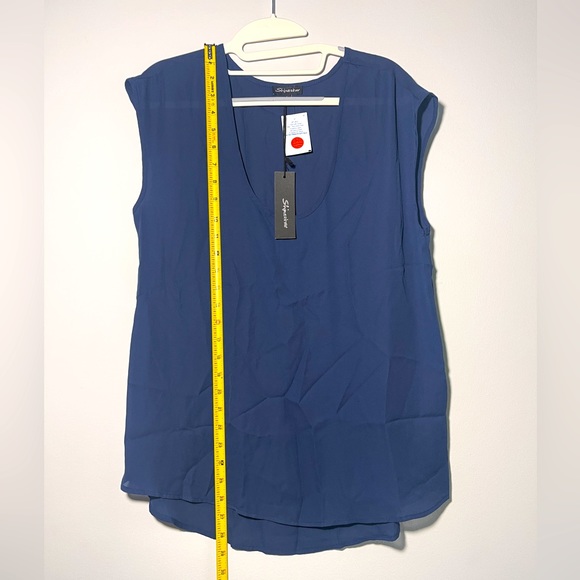 $$SOLD$$ Women’s Sheer Blouse Navy Blue color Women’s Top Size Large NWT - Picture 5 of 5